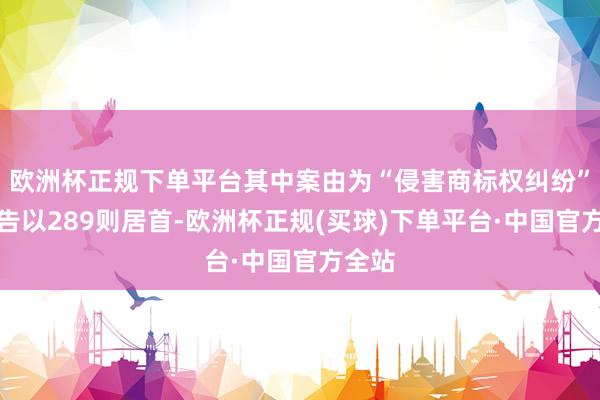 欧洲杯正规下单平台其中案由为“侵害商标权纠纷”的公告以289则居首-欧洲杯正规(买球)下单平台·中国官方全站