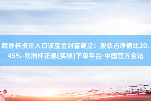 欧洲杯投注入口该基金财富确立：股票占净值比20.45%-欧洲杯正规(买球)下单平台·中国官方全站