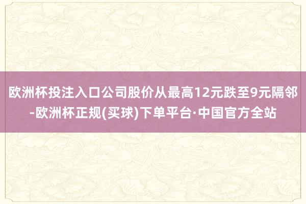 欧洲杯投注入口公司股价从最高12元跌至9元隔邻-欧洲杯正规(买球)下单平台·中国官方全站